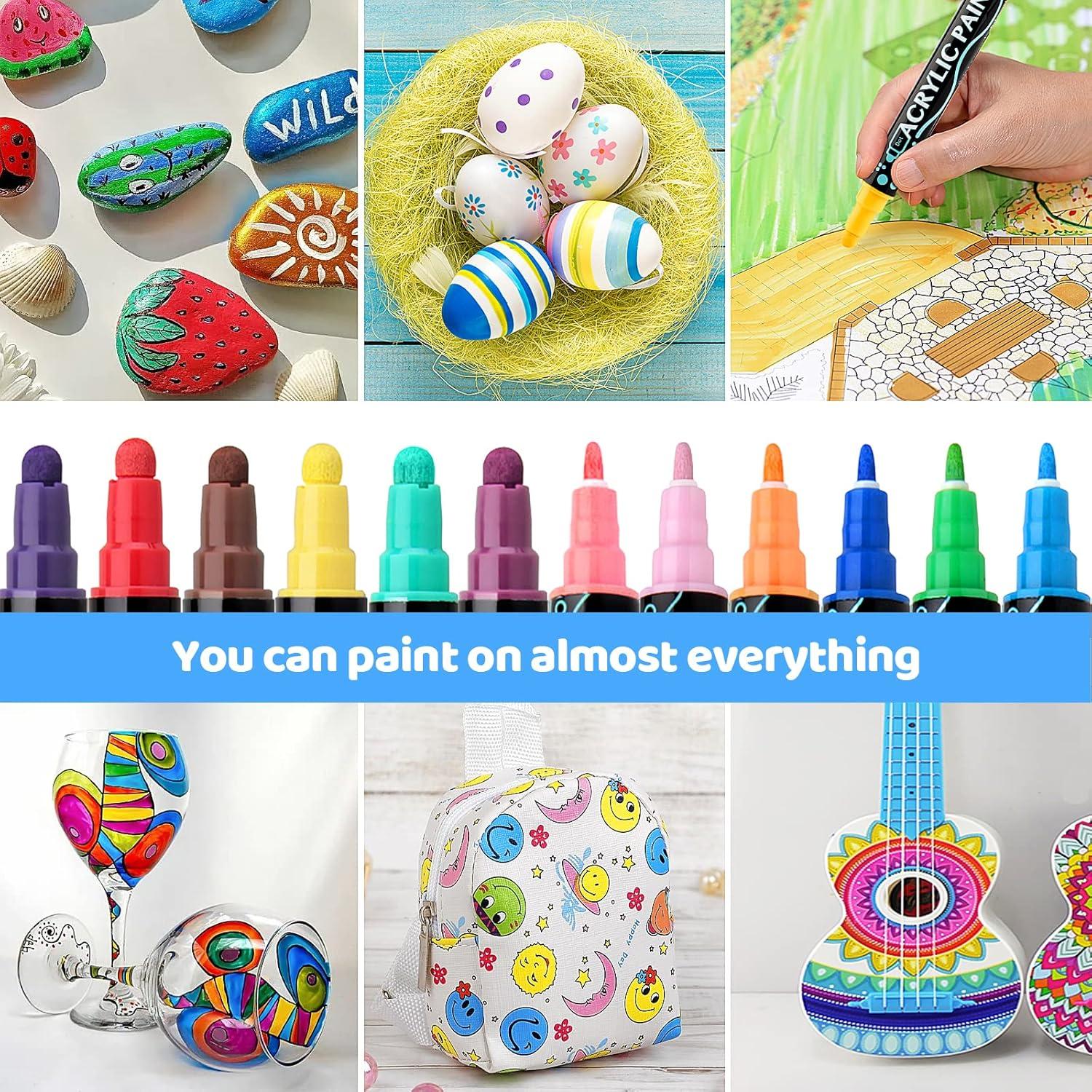 Acrylstifte 36 Farben Wasserfest Dual Tip Multimarker für Steine, Holz, Leinwand