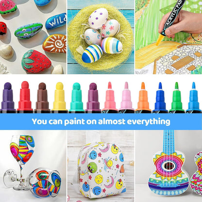 Acrylstifte 36 Farben Wasserfest Dual Tip Multimarker für Steine, Holz, Leinwand