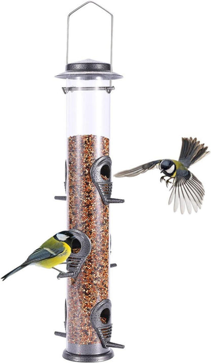 Vogelfutterspender mit 6 Futterstellen, wetterfest - Grau