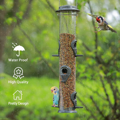 Vogelfutterspender Metall Röhren Vogelfutterhaus hängend wetterfest grau