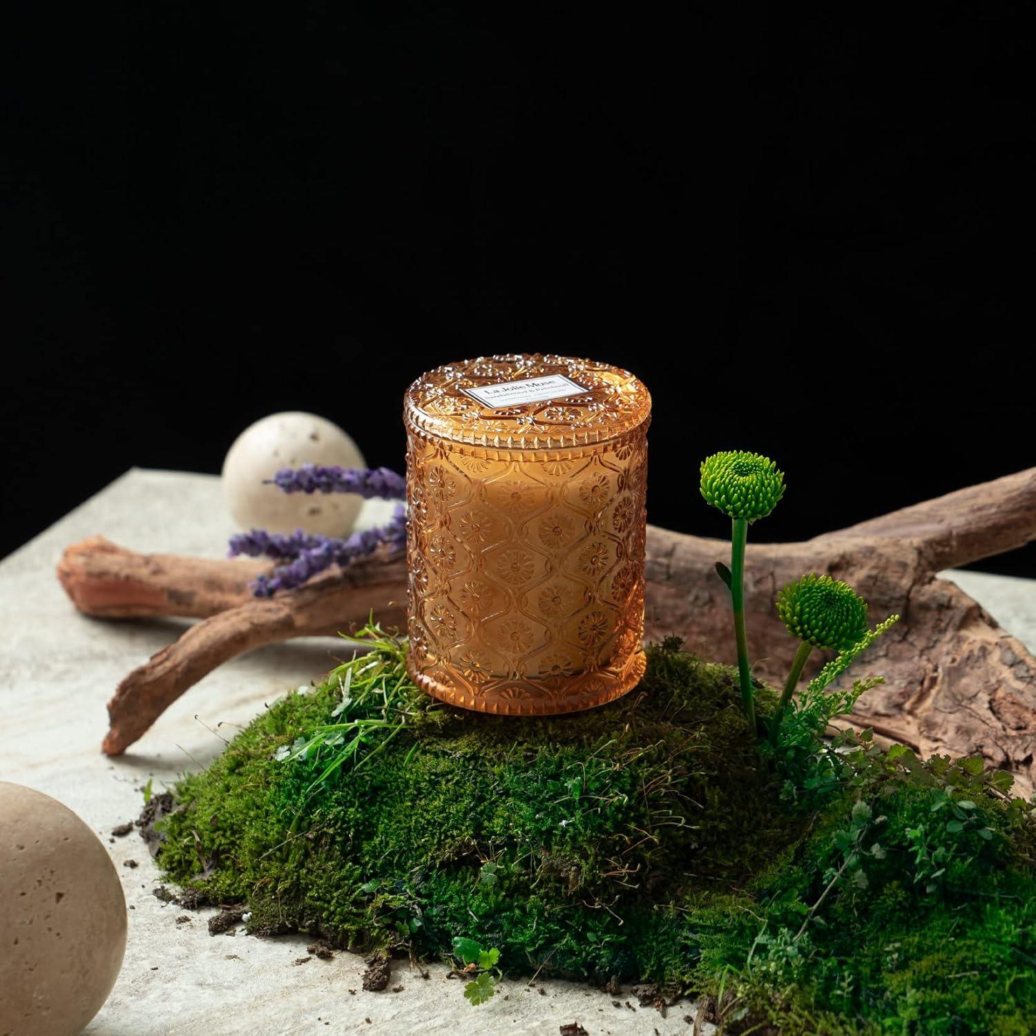 Duftkerze Sandelholz Patchouli 55h Brenndauer 230g in Glas