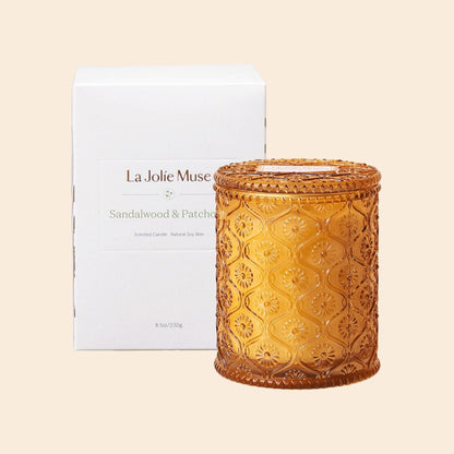 Duftkerze Sandelholz Patchouli 55h Brenndauer 230g in Glas
