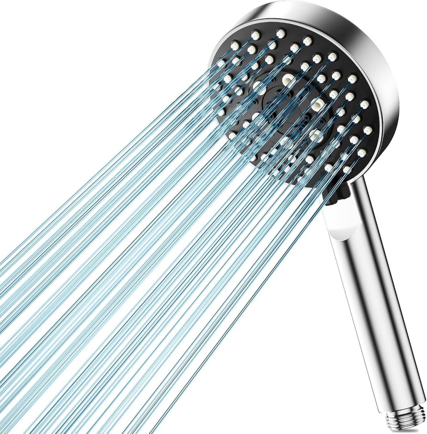Wassersparender Duschkopf mit 5 Strahlarten Schwarz