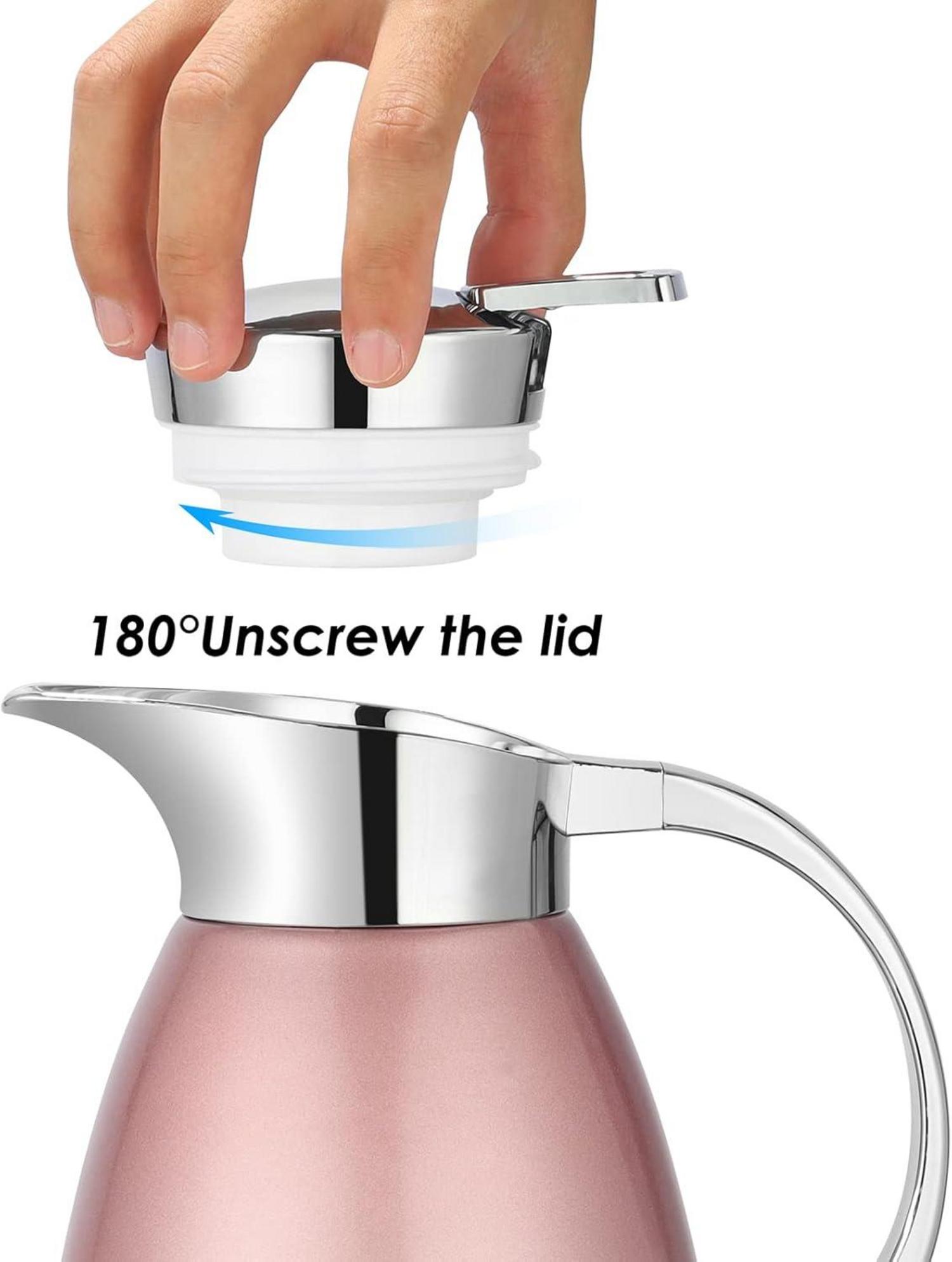 Isolierkanne 2.3 Liter Edelstahl Vakuum Kaffeekanne Tee Rosa