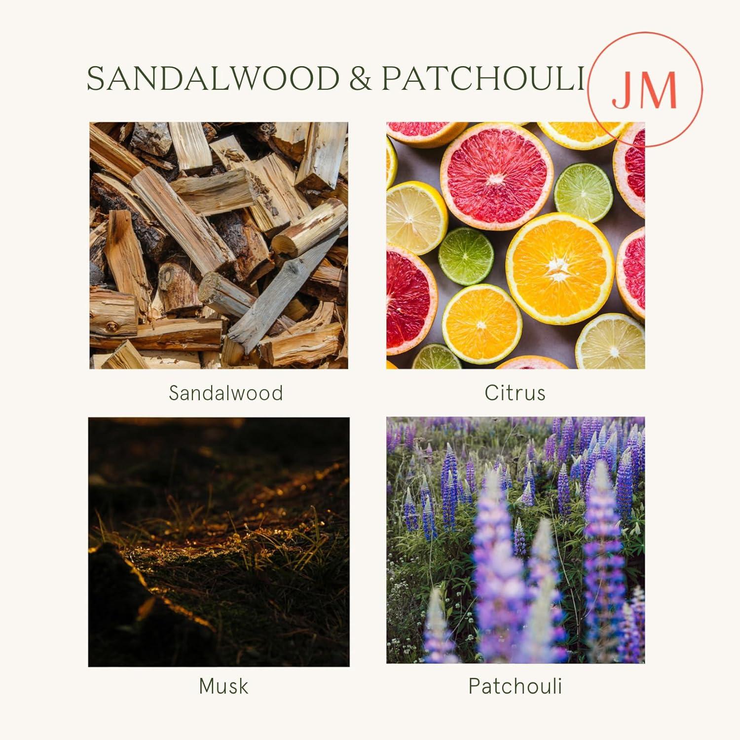 Duftkerze Sandelholz & Patchouli 350g, Luxus-Glaskerze 80h