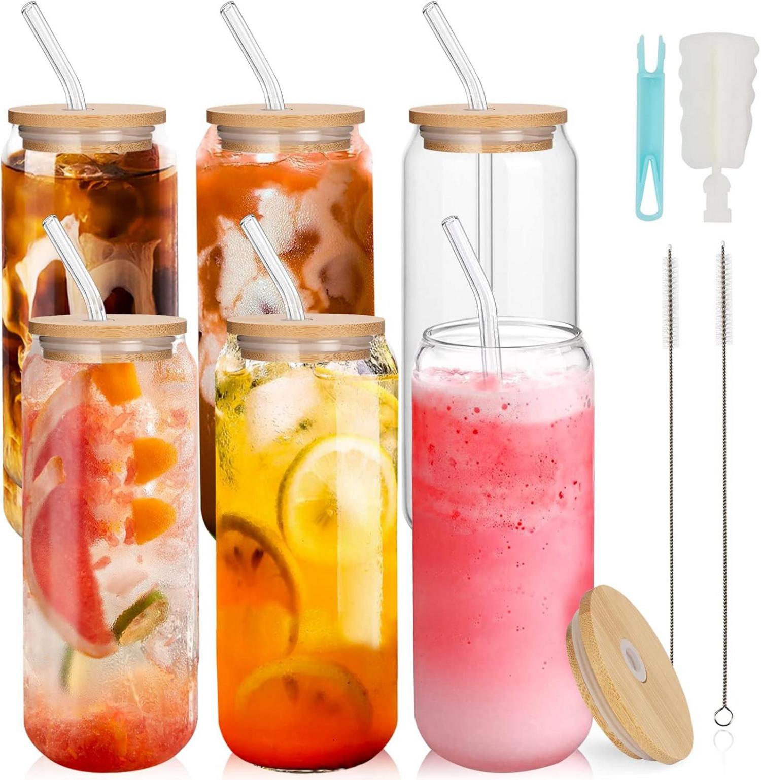 22oz Cocktail Gläser Dosenform Trinkgläser Deckel Strohhalm