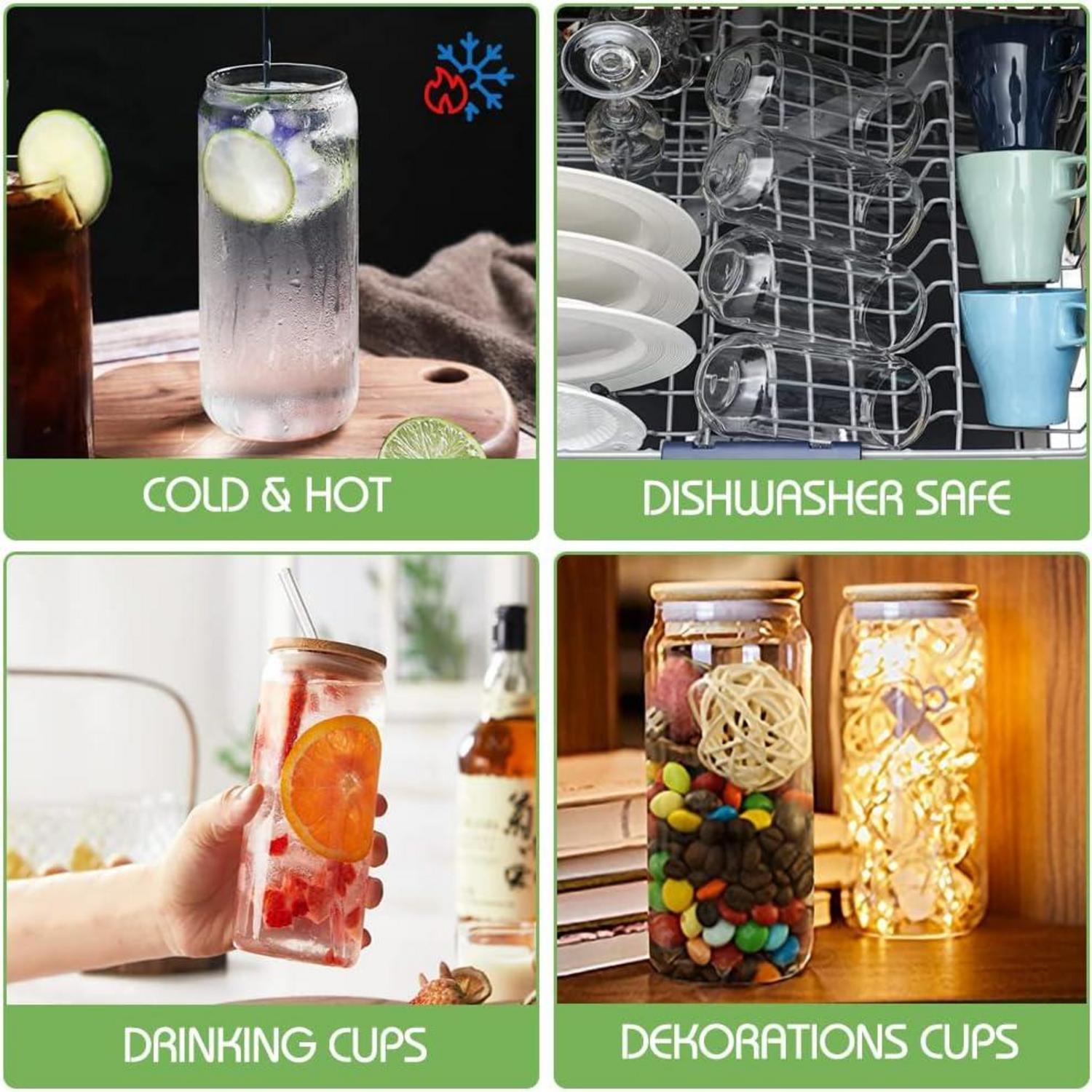 22oz Cocktail Gläser Dosenform Trinkgläser Deckel Strohhalm