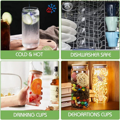 22oz Cocktail Gläser Dosenform Trinkgläser Deckel Strohhalm