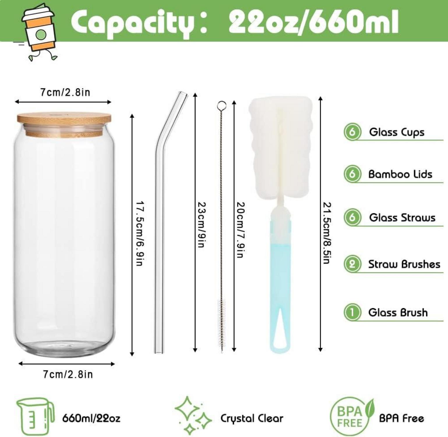 ZgoEC 22oz Cocktail Gläser Dosenform Deckel Strohhalm Smoothie Set