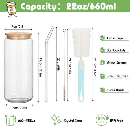 ZgoEC 22oz Cocktail Gläser Dosenform Deckel Strohhalm Smoothie Set