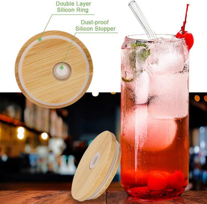 22oz Cocktail Gläser Dosenform Deckel Strohhalm Transparent