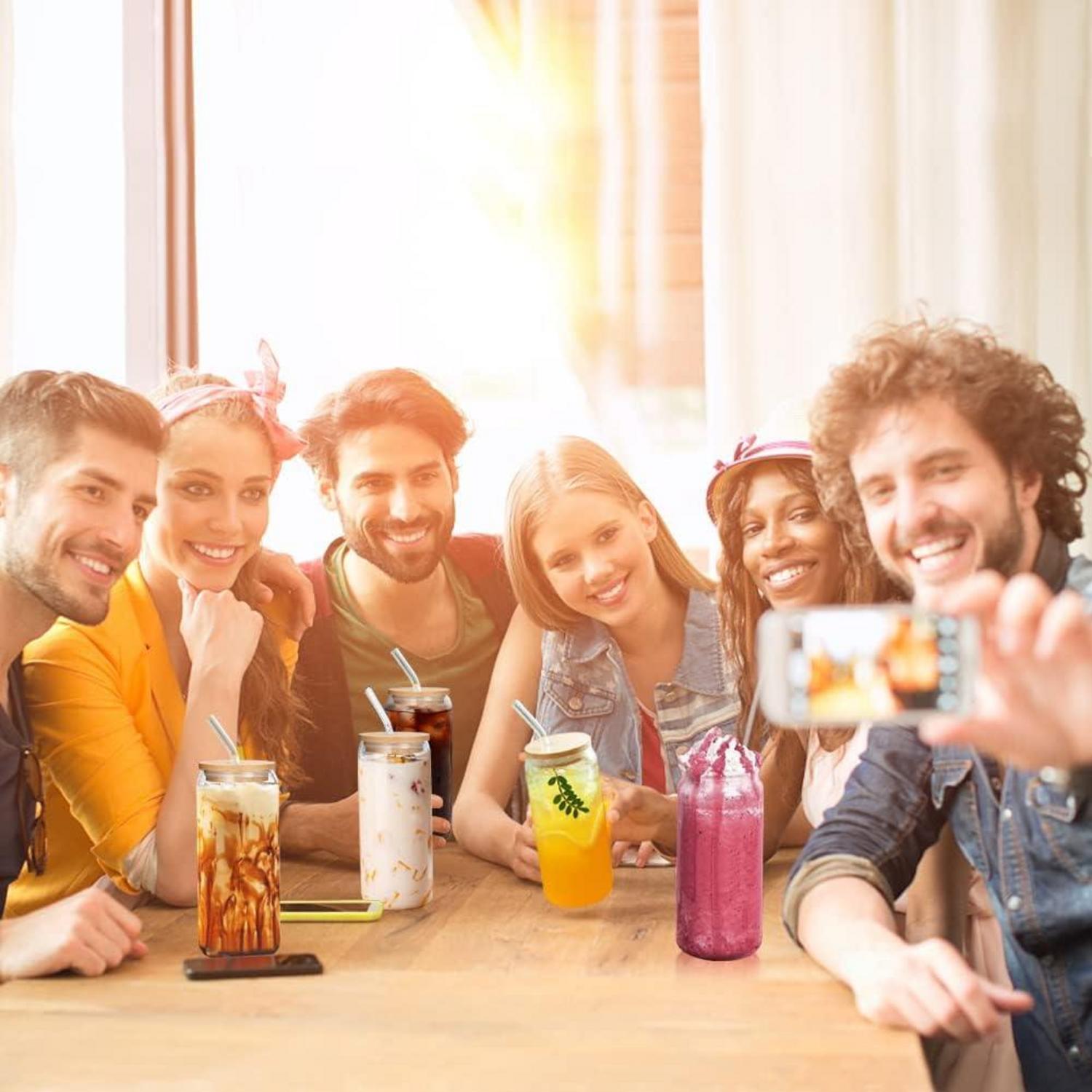 22oz Cocktail Gläser Dosenform Deckel Strohhalm - Set Smoothie