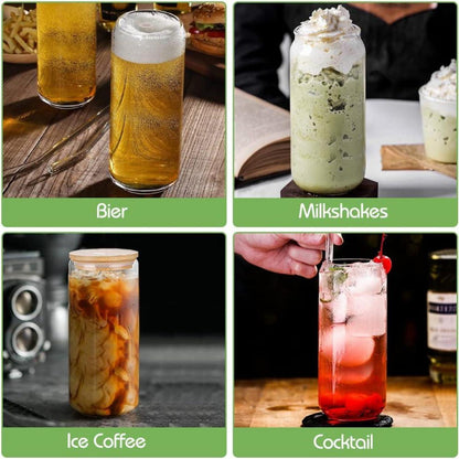 22oz Cocktail Gläser Dosenform Deckel Strohhalm Transparent