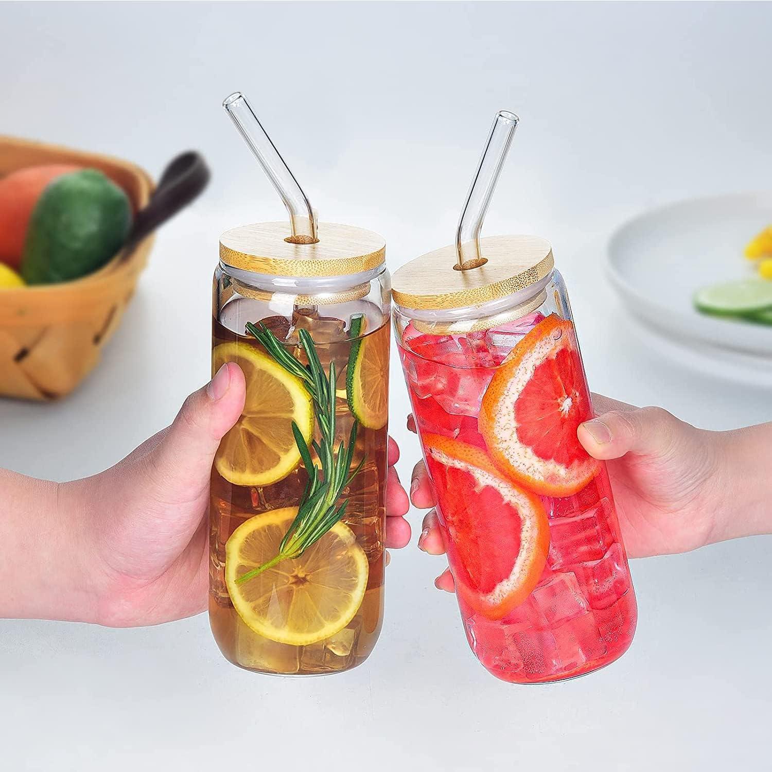 ZgoEC 22oz Cocktail Gläser Dosenform Deckel Strohhalm Smoothie Set