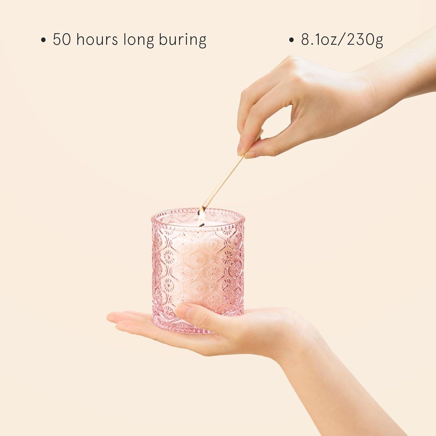 Duftkerze im Glas Rose Sandelholz 170g 55h Brenndauer Frauen Geschenk