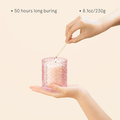 Duftkerze im Glas Rose Sandelholz 170g 55h Brenndauer Frauen Geschenk