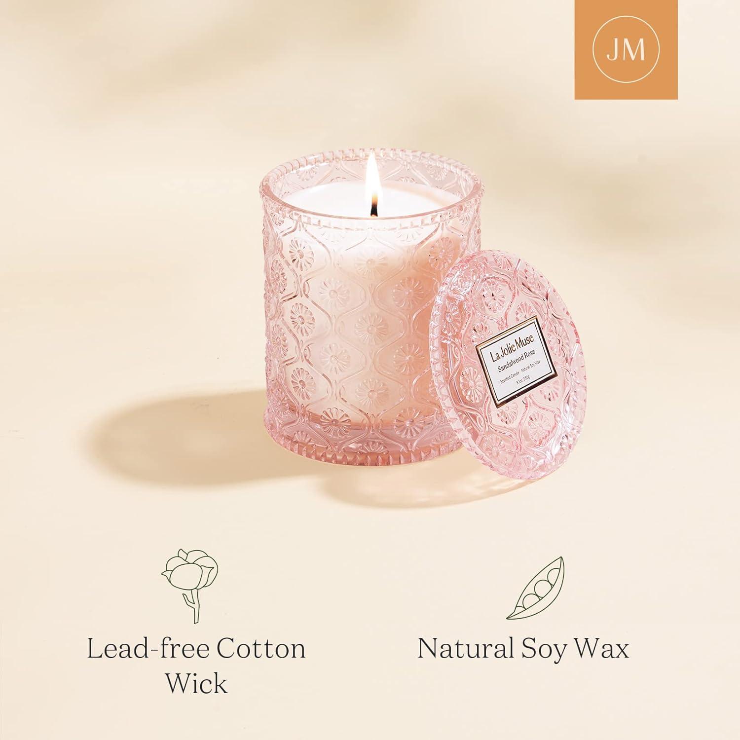 Duftkerze im Glas - Rose Sandelholz 170g - 55h Brenndauer - Kerzengeschenk