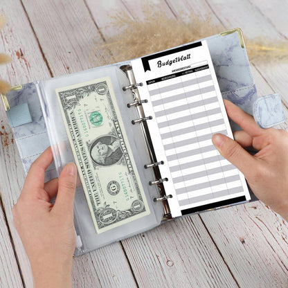 A6 Budget Planner Geld Organizer mit 12 Binder Taschen und Etiketten - Deutsch