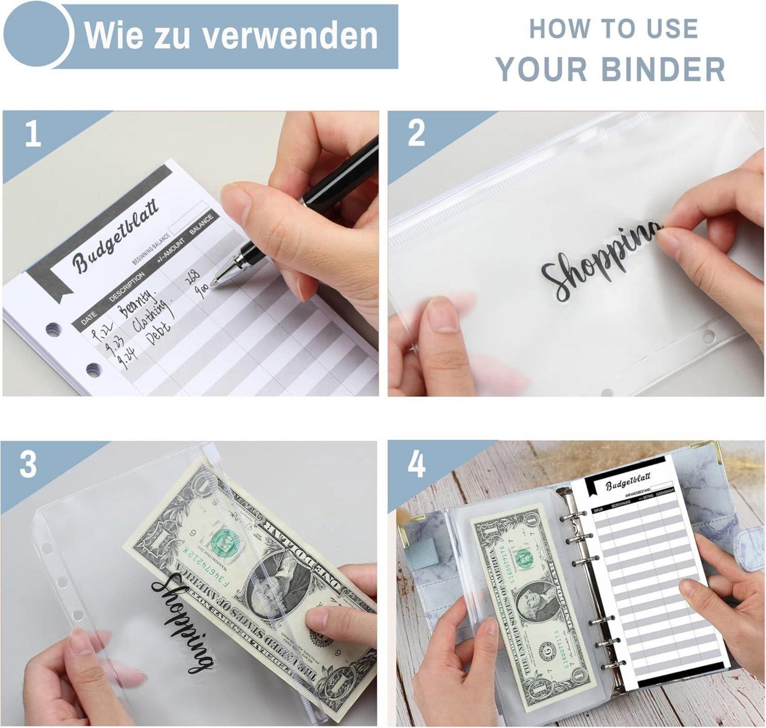 A6 Budget Planner Deutsch Geld Sparbuch Organizer Binder Taschen