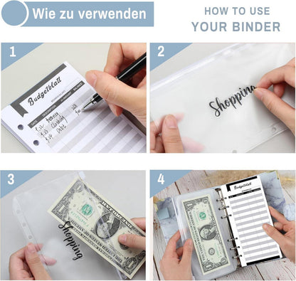 A6 Budget Planner Deutsch Geld Sparbuch Organizer Binder Taschen