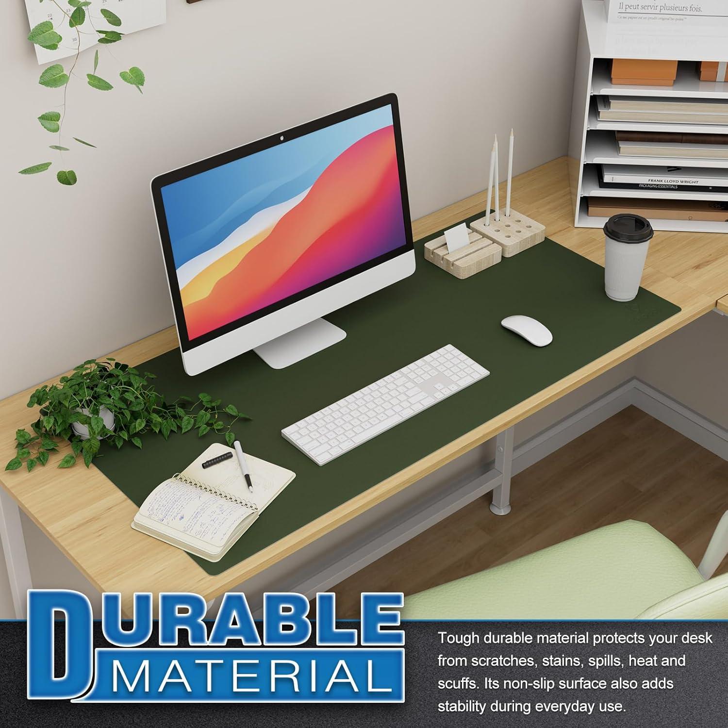 Schreibtischunterlage 90x43cm PVC wasserdicht Laptop Mauspad Dunkelgrün/Grau
