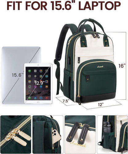 Laptop Rucksack Damen 15.6 Zoll USB Ladeanschluss Wasserdicht Anti-Diebstahl