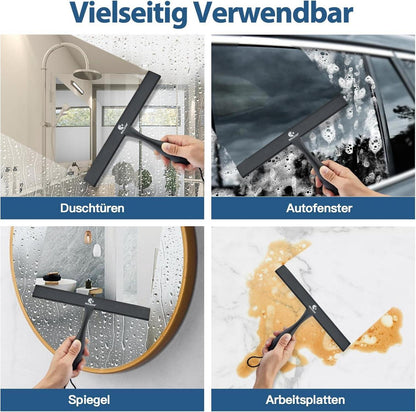 Duschabzieher Silikon mit Halterung Anti-Rost 27.9cm Ergonomie Schwarz