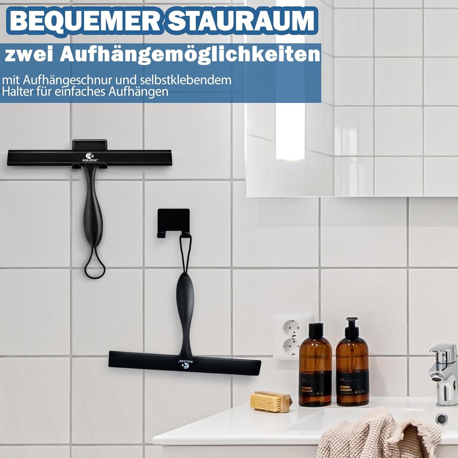 Duschabzieher Silikon 27.9cm Halterung Anti-Rost Schwarz