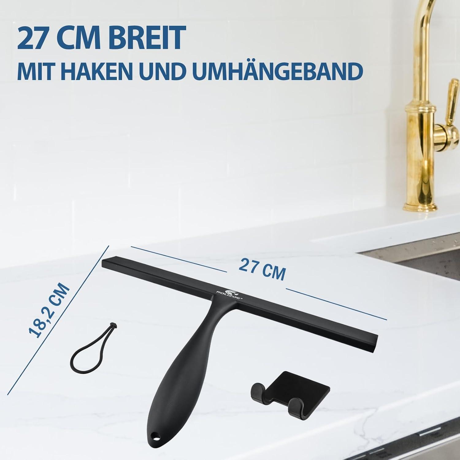 Duschabzieher Silikon mit Halterung 27.9cm Anti-Rost Abzieher Dusche