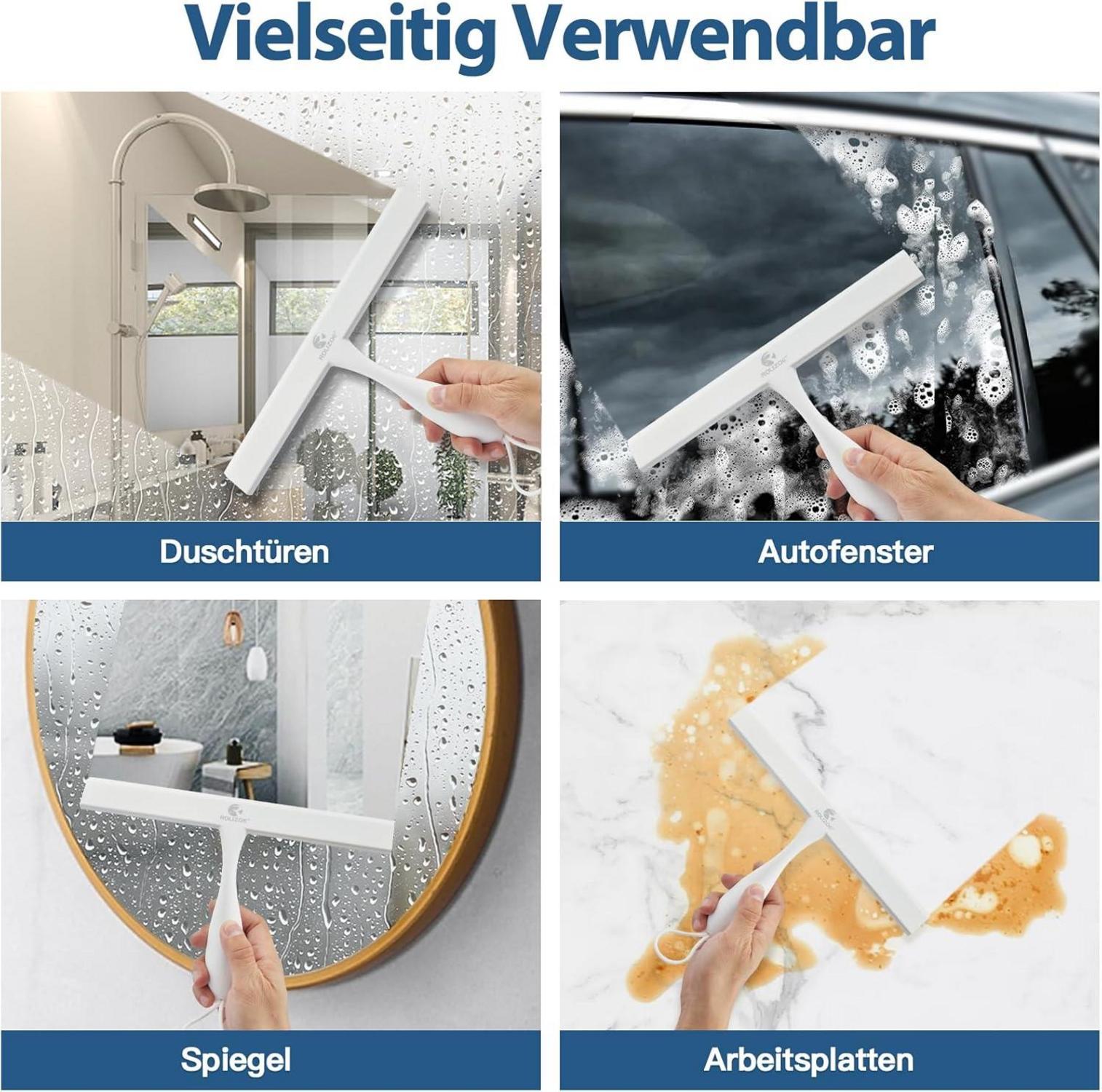Duschabzieher Silikon mit Halterung 27.9cm Ergonomie Rostfrei