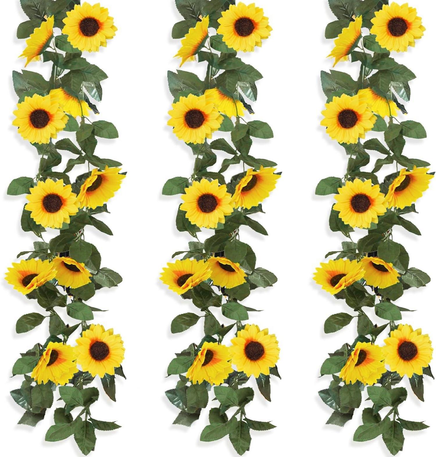 Künstliche Sonnenblumen Girlande 3er Set 2,3m - Party Deko