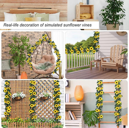 Künstliche Sonnenblumen Girlande 2,3m 3 Stück Seidenblumen Hängend Hochzeit Party
