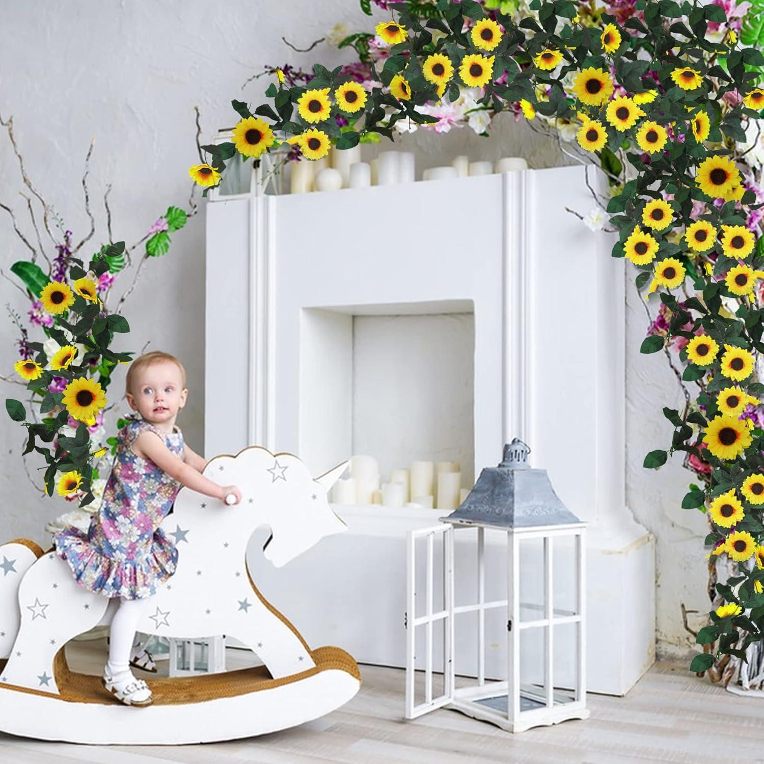 Künstliche Sonnenblumen Girlande 3er Set 2,3m Hochzeit Deko