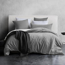 Bettwäsche Set Baumwolle Rauchgrau Stone Washed 135x200 Bettbezug