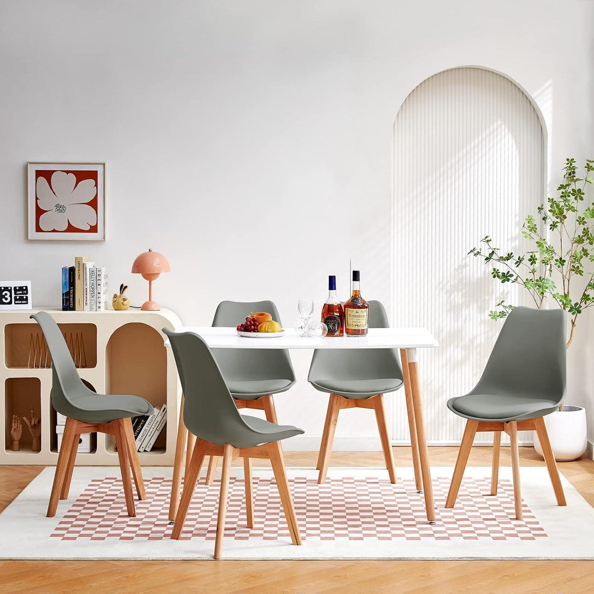 Skandinavischer Esstisch 110x70cm – Weißer Küchentisch aus MDF & Buche