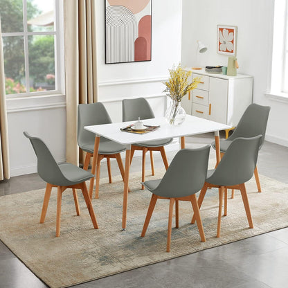 Skandinavischer Esstisch 110x70cm – Weißer Küchentisch aus MDF & Buche