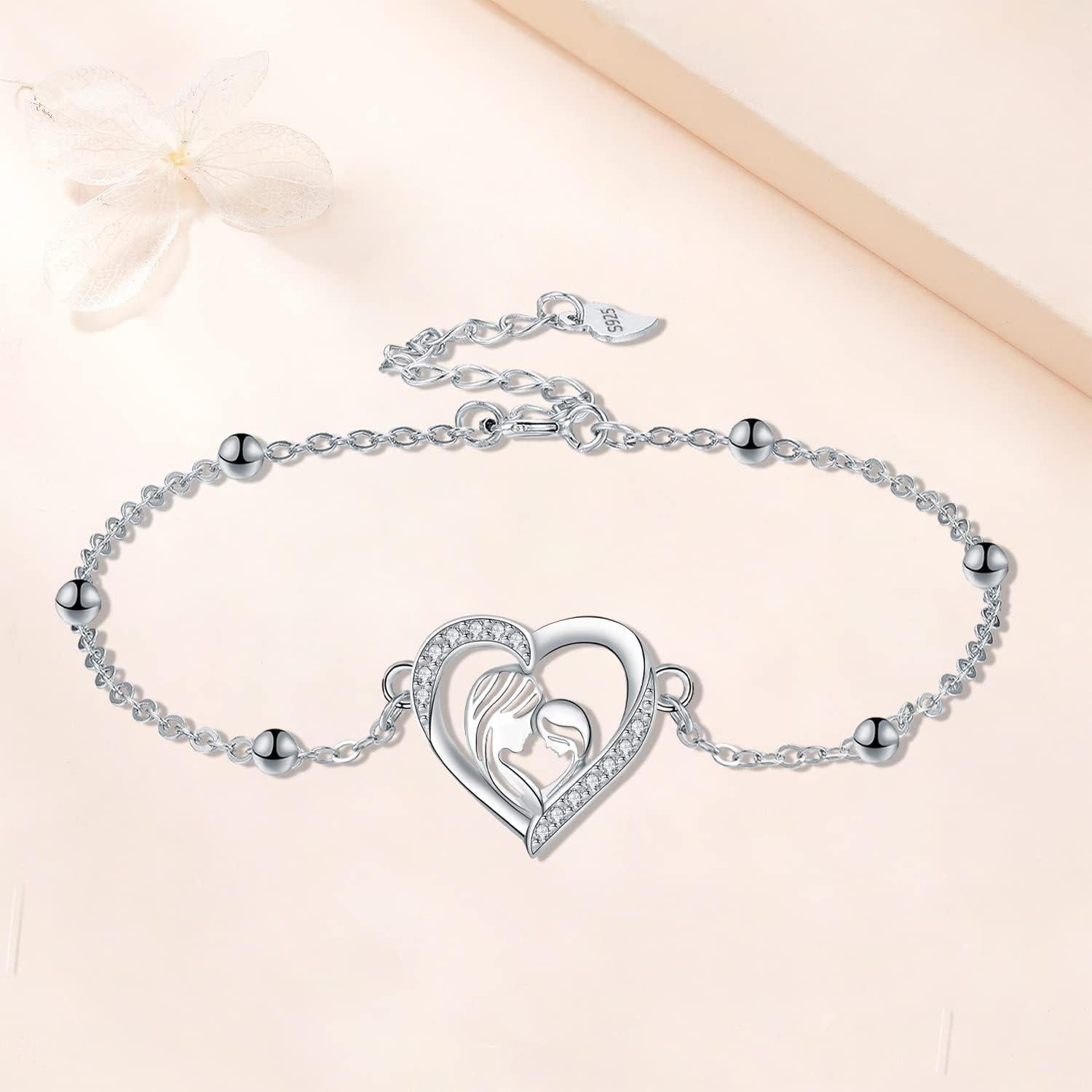 Mutter Tochter Armband Sterling Silber Herz Geschenk Mama