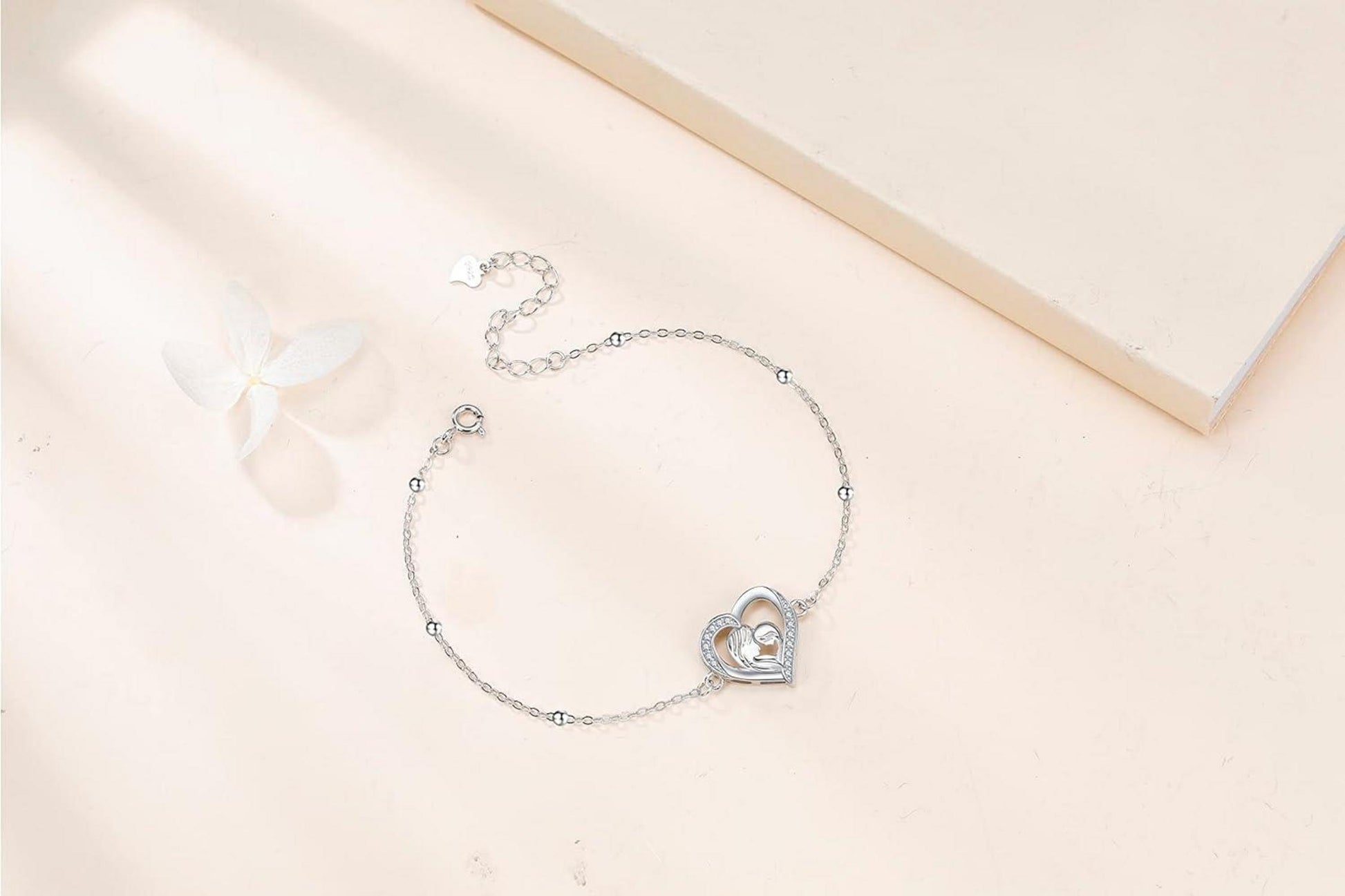 Mutter Tochter Armband 925 Sterling Silber Herz Anhänger Geschenk
