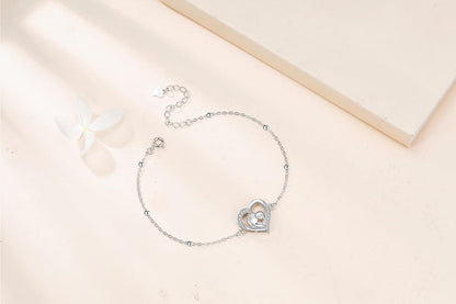 Mutter Tochter Armband 925 Sterling Silber Herz Anhänger Geschenk