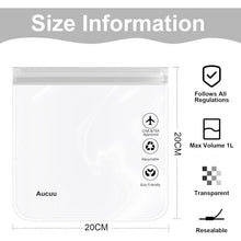 Flugzeug Flüssigkeiten Beutel 1L TSA-zugelassen, transparent, auslaufsicher, 2 Stück Grau