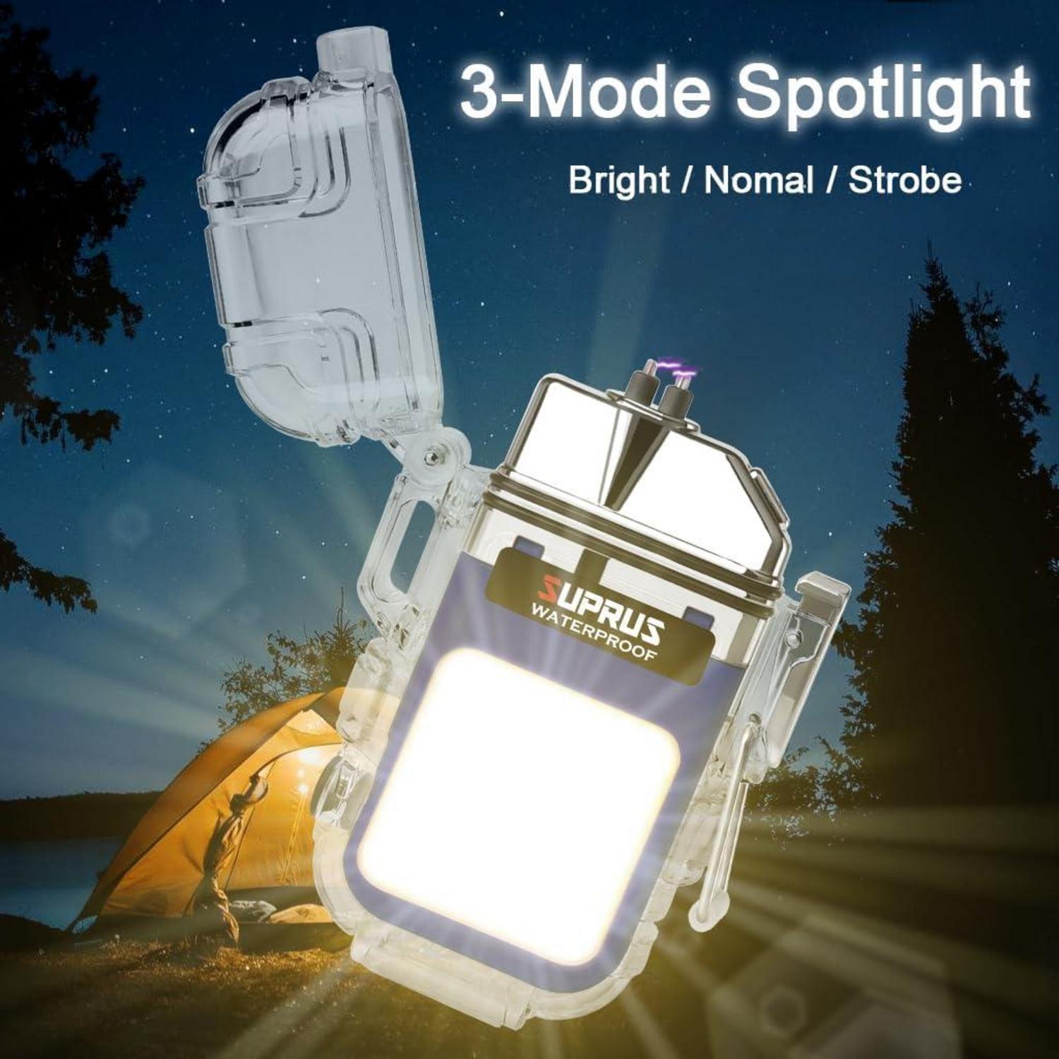 Wasserdichtes Leuchtfeuerzeug mit Taschenlampe, USB aufladbar