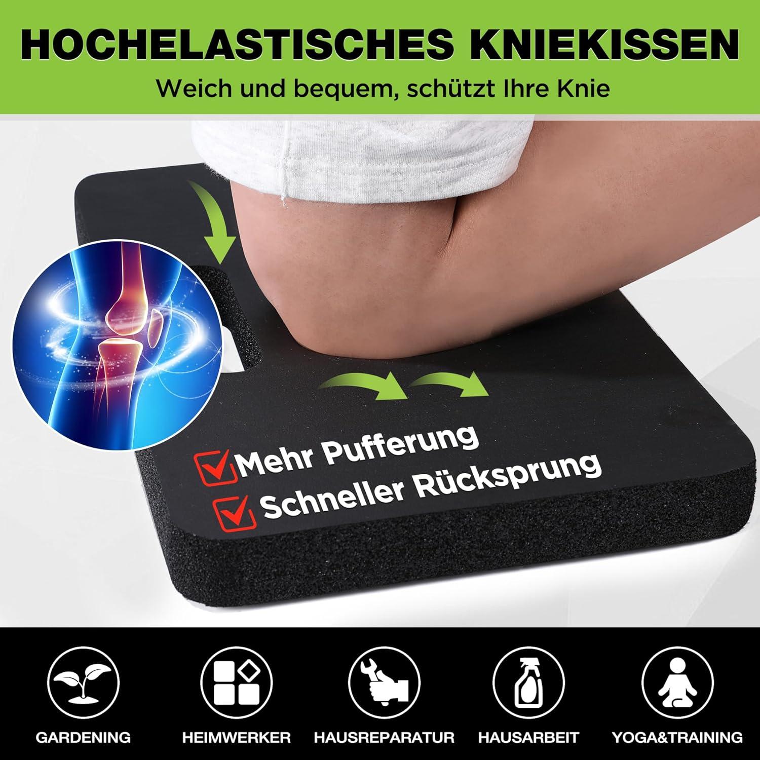 Extra Dickes Kniekissen Garten 28x44cm mit Griff - Wasserdicht - Weiches