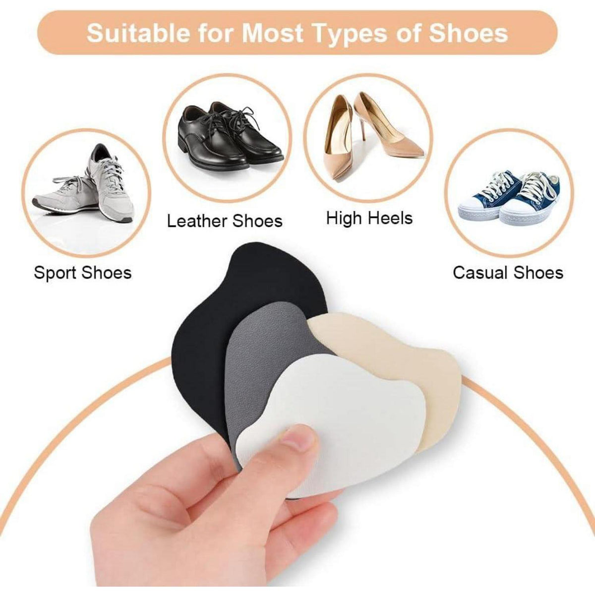 Sneaker Fersen Reparatur Patches – 8 Paar, Schwarz/Weiß/Grau/Beige