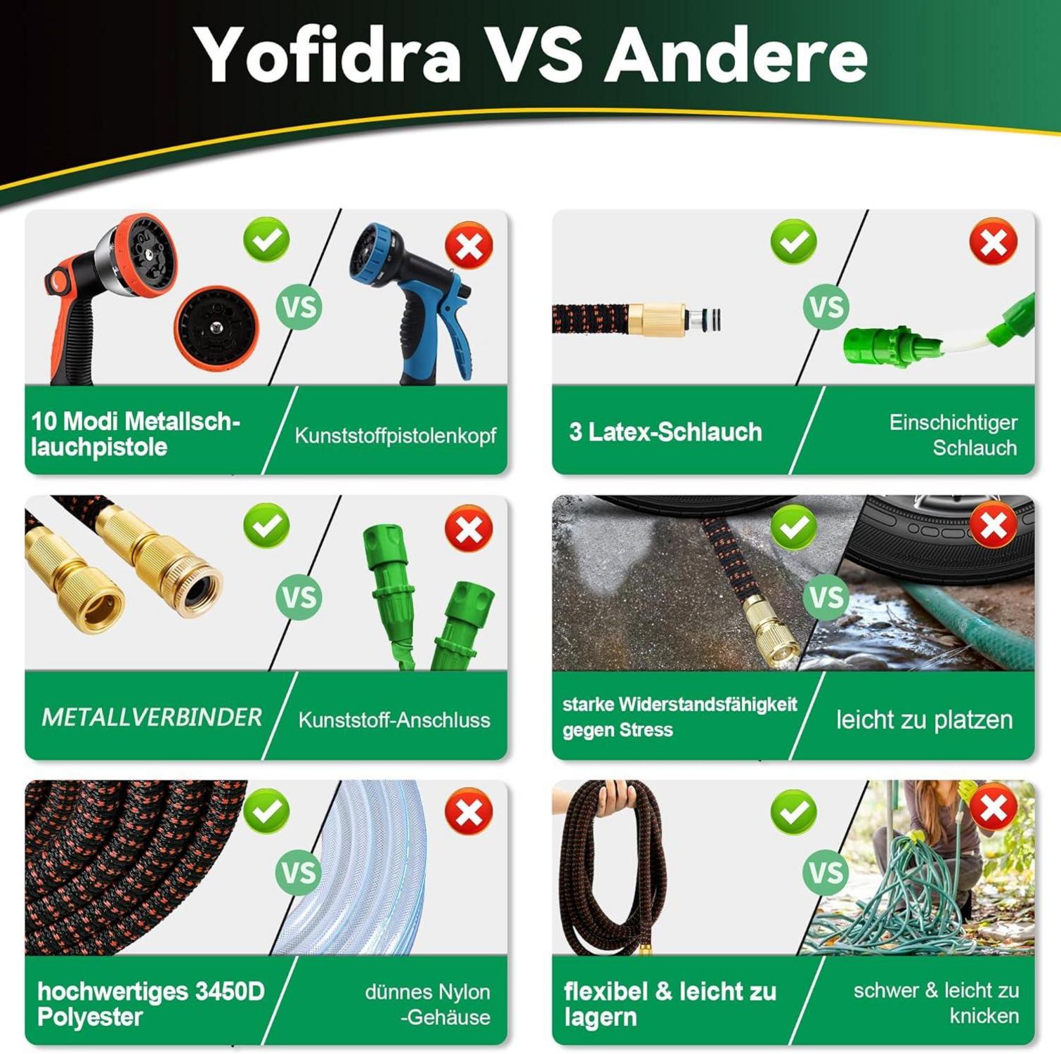 Flexibler Gartenschlauch 45,5m 3-lagig Latex 3/4 Zoll 1/2 Zoll Metallanschlüsse