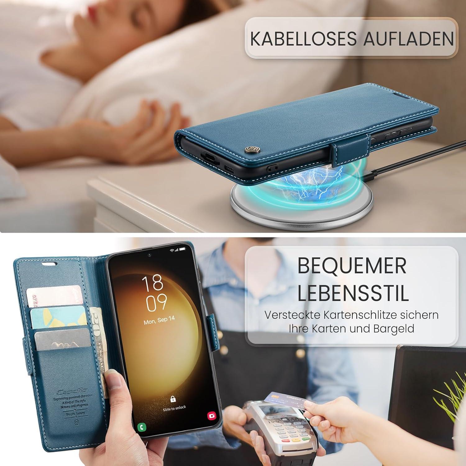 Samsung Galaxy S23 5G Hülle Blau RFID Magnet Standfunktion 6,1 Zoll