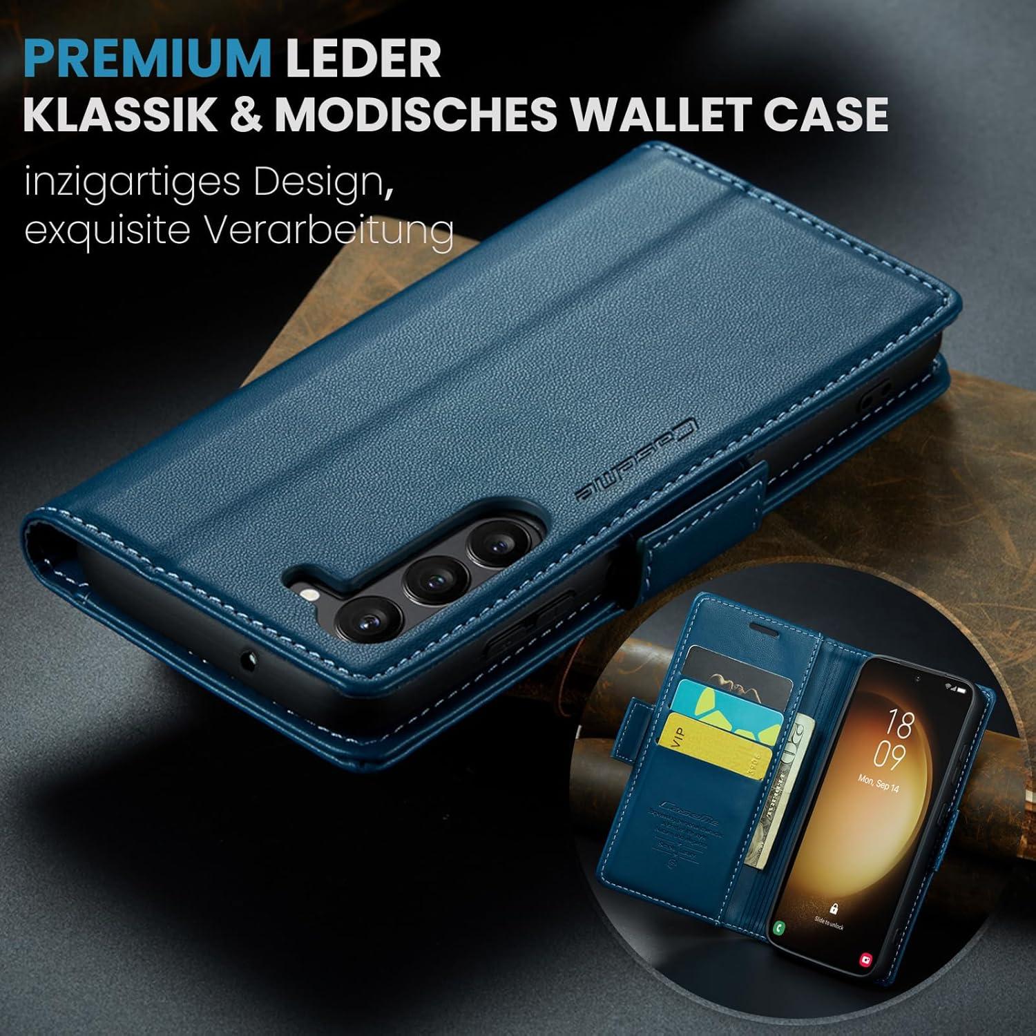 Handyhülle Samsung Galaxy S23 5G Premium Leder RFID Blau