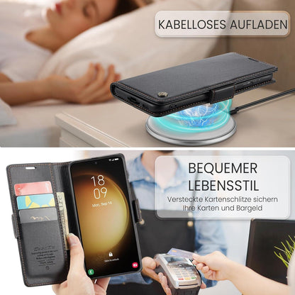 Samsung Galaxy S23 5G Hülle Schwarz Leder Klappbar RFID 6,1 Zoll Standfunktion