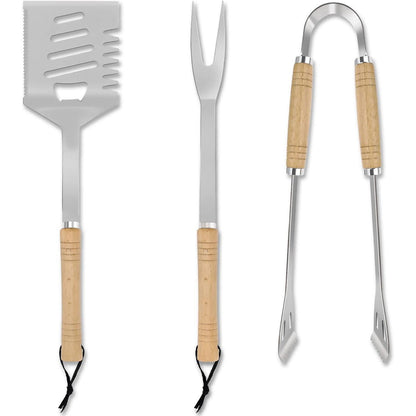 3 Teiliges Grillzubehör Set mit 4in1 Spatula Geschenk Männer