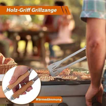 3 Teiliges Grillzubehör Set mit 4in1 Spatula Geschenk Männer