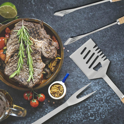 3 Teiliges Grillzubehör Set mit 4in1 Spatula Geschenk Männer